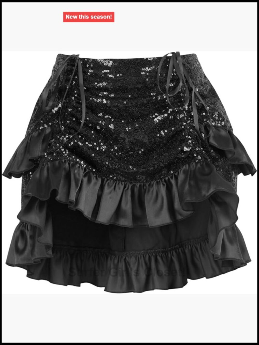Sequin Ruched Bustle Mini Skirt Pull On High Stretch Sexy Clubwear